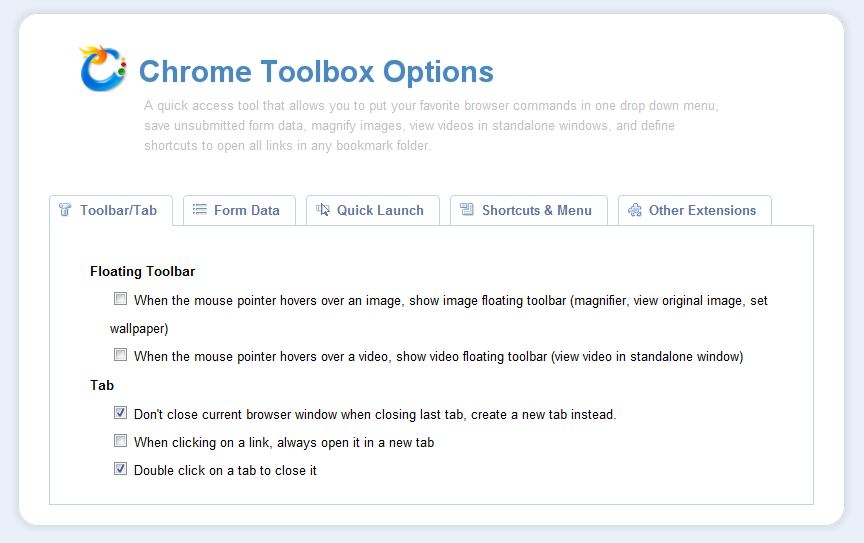 chrome toolbox screen