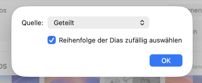 Bildschirmschoner Geteilte Alben