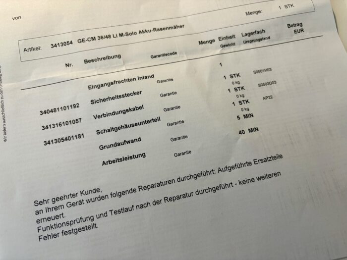 Einhell Reparatur Final